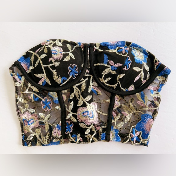 FLORAL EMBROIDERY BUSTIER (FINAL SALE) - Picture 1 of 3